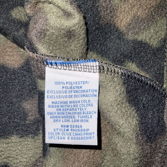 Sweater Mens  M Green Black Camo 1/4 Zip Pull Over Outdoors Sweatshirt Casual - Picture 7 of 10